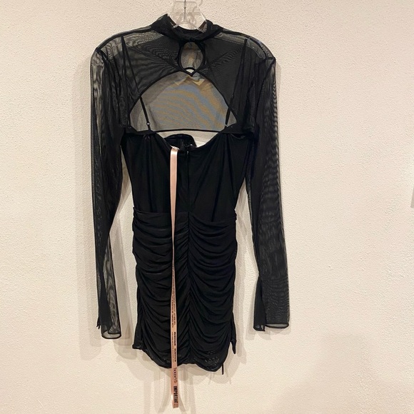 NWT House of CB Cecilia Black Mesh Cutout Mini Dress Size Medium D-E - Picture 4 of 4